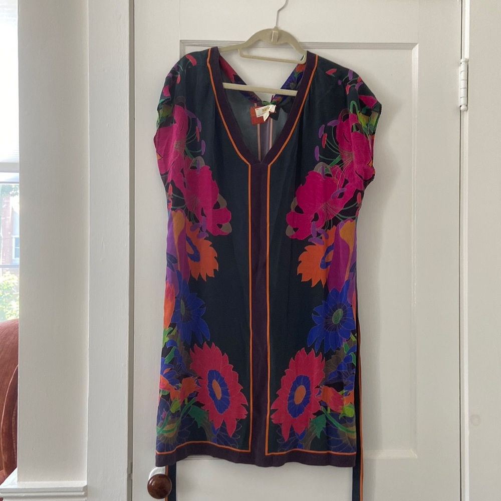 Maeve for Anthropologie Floral Wrap Silk Dress